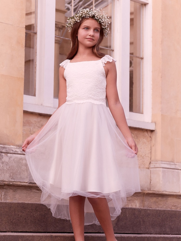 Lipsy Ivory Tulle Lace Bodice Occasion Dress - Image 1 of 3