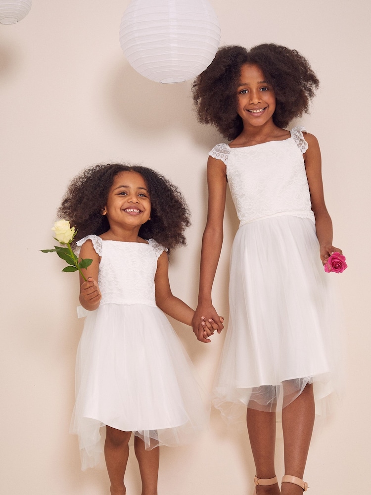 Lipsy Ivory Tulle Lace Bodice Occasion Dress - Image 4 of 4