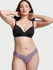 Victoria's Secret Black Vine Heart Floral Lace Thong Knickers - Image 1 of 3