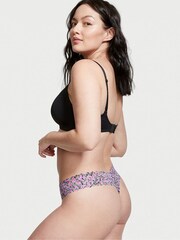 Victoria's Secret Black Vine Heart Floral Lace Thong Knickers - Image 2 of 3