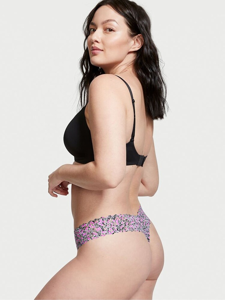 Victoria's Secret Black Vine Heart Floral Lace Thong Knickers - Image 2 of 3 Victoria's Secret Black Vine Heart Floral Lace Thong Knickers - Image 2 of 3
