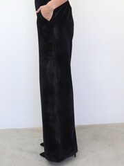 Religion Black Soft Wide Leg Velvet Trousers With Embroidered Logo - Image 2 of 5