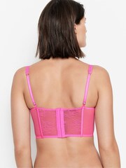 Victoria's Secret Neon Peony Pink Lace Unlined Non Wired Corset Bra Top - Image 2 of 4