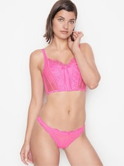 Victoria's Secret Neon Peony Pink Lace Unlined Non Wired Corset Bra Top - Image 3 of 4