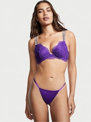 Victoria's Secret Bright Violet Purple Lace Shine Strap Plunge Push Up Bra - Image 3 of 4