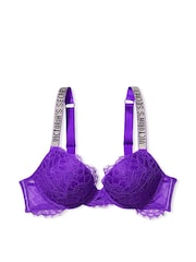 Victoria's Secret Bright Violet Purple Lace Shine Strap Plunge Push Up Bra - Image 4 of 4