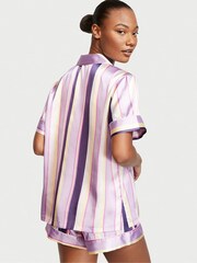 Victoria's Secret Sachet Happy Stripe Purple Satin Short Pyjamas - Image 2 of 3