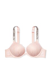 Victoria's Secret Purest Pink Bombshell Shine Strap Add 2 Cups Push Up Lace Bra - Image 3 of 4