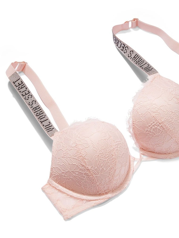 Victoria's Secret Purest Pink Bombshell Shine Strap Add 2 Cups Push Up Lace Bra - Image 4 of 4