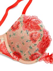 Victoria's Secret Tomato Red Embroidered Illuminating Blooms Push Up Bra - Image 2 of 2