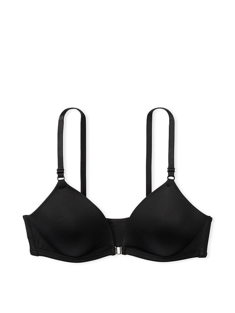 Victoria's Secret PINK Black Non Wired Lightly Lined Front Close Bra - Image 1 of 2