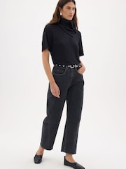 Hush Grey Elarae Supersoft Crew T-Shirt and Matching Scarf - Image 2 of 6
