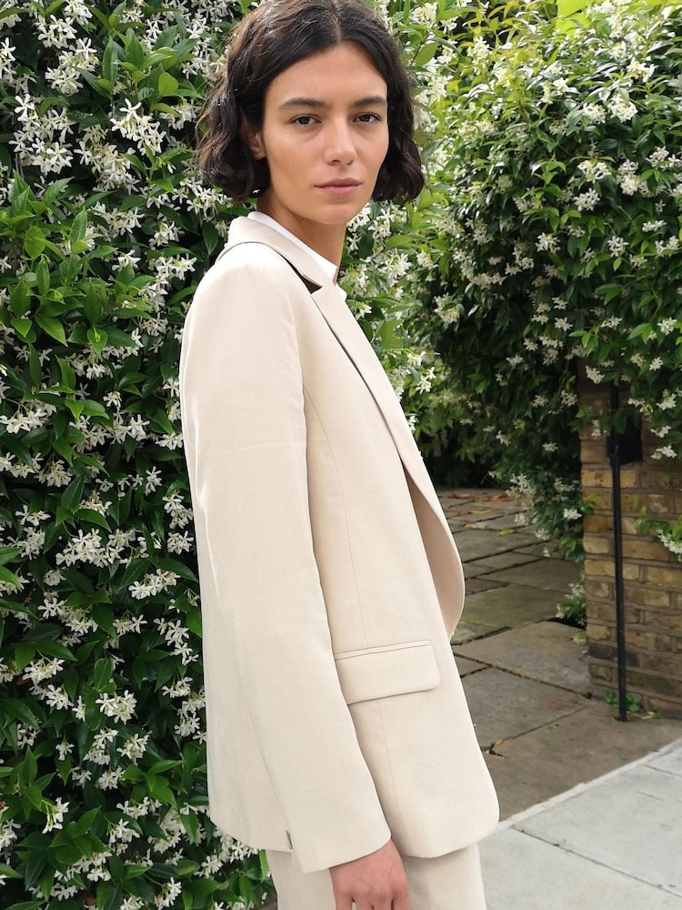 Rae Stone Edge To Edge Viscose Relaxed Blazer - Image 1 of 4 Rae Stone Edge To Edge Viscose Relaxed Blazer - Image 1 of 4