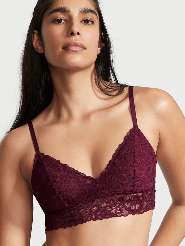 Victoria's Secret Burgundy Purple Lace Unlined Bralette - Image 1 of 3