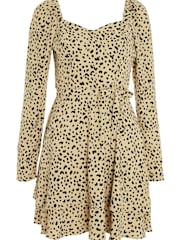 Quiz Neutral Animal Print Skater Dress - Image 5 of 6