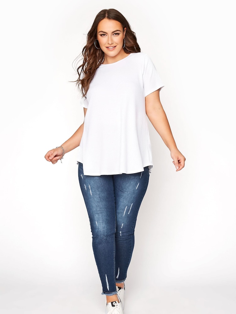 Yours Curve Blue Jenny Cat Scratch Jegging - Image 1 of 4