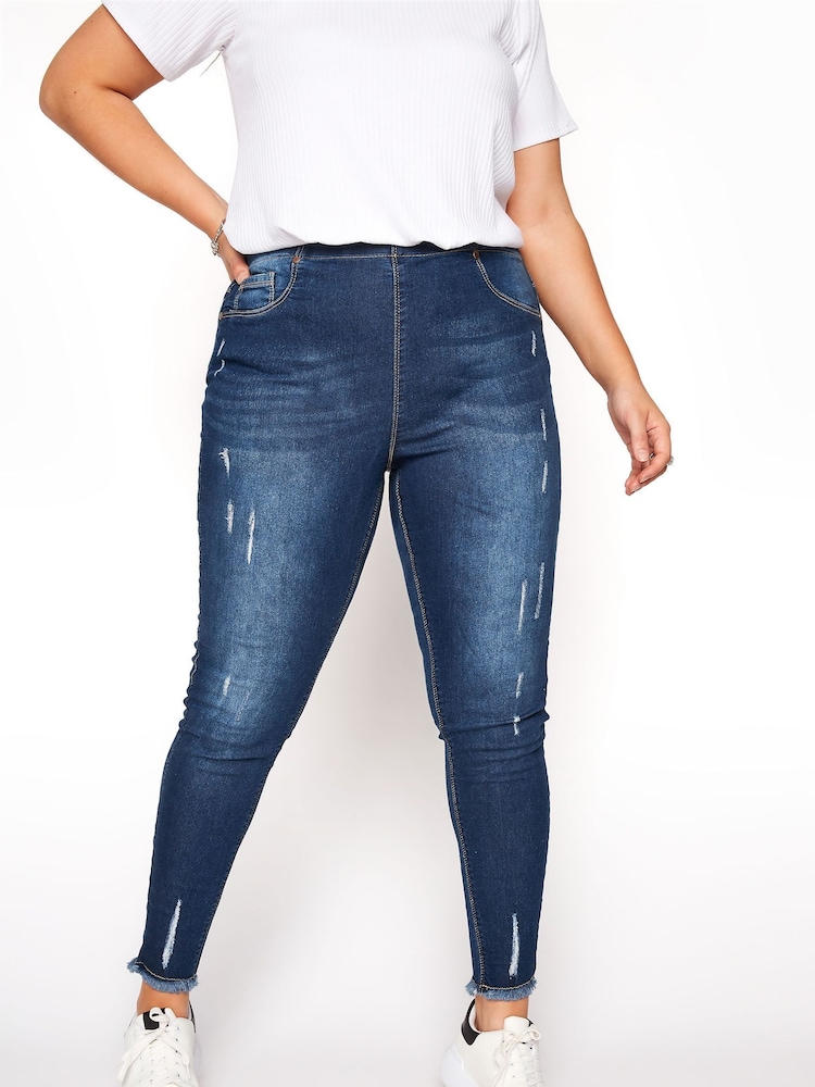 Yours Curve Blue Jenny Cat Scratch Jegging - Image 2 of 4