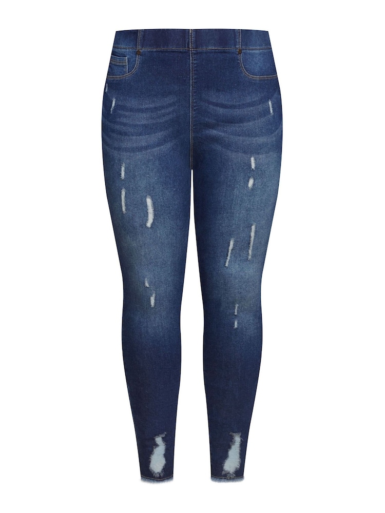 Yours Curve Blue Jenny Cat Scratch Jegging - Image 4 of 4