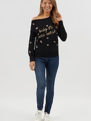 Fashion Union Baby It's Cold One Shoulder Christmas Jumper - Image 1 of 5