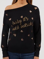 Fashion Union Baby It's Cold One Shoulder Christmas Jumper - Image 3 of 5