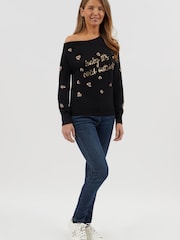 Fashion Union Baby It's Cold One Shoulder Christmas Jumper - Image 4 of 5