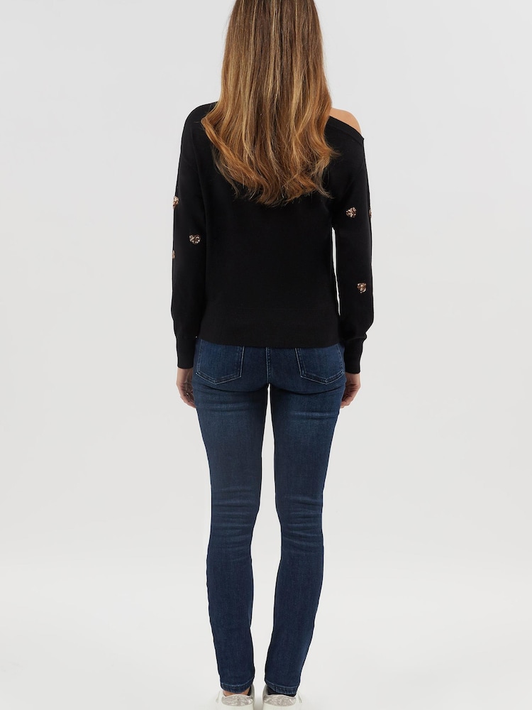 Fashion Union Baby It's Cold One Shoulder Christmas Jumper - Image 5 of 5