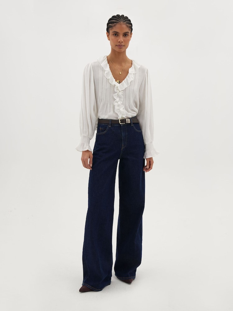 Hush White Koa Long Sleeve Crinkle Blouse - Image 2 of 5 Hush White Koa Long Sleeve Crinkle Blouse - Image 2 of 5