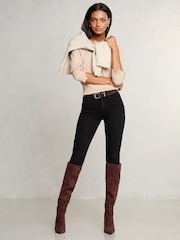 Lipsy Solid Black Mid Rise Skinny Jeans - Image 1 of 4