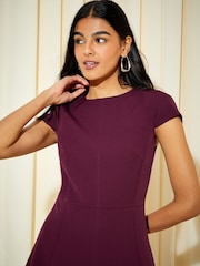 Friends Like These Burgundy Red Fit and Flare Cap Sleeve Tailored Dress - Image 2 of 4