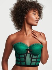 Victoria's Secret Spruce Green Black Trim Corset Bra Top - Image 1 of 1
