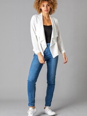 Roman White Waterfall 3/4 Sleeve Jacket - Image 2 of 4