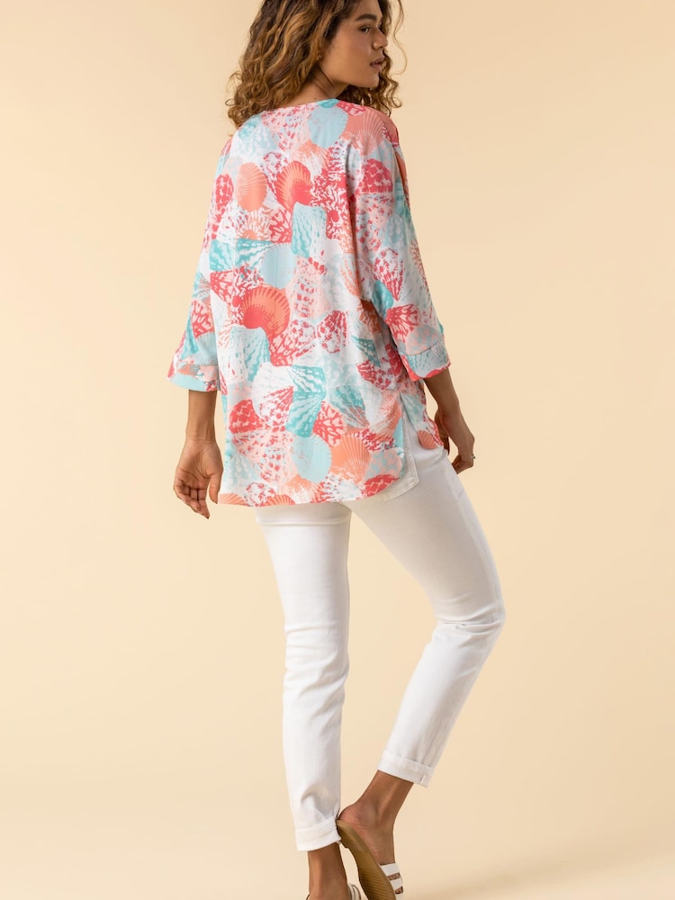 Roman Orange Button Detail Kimono Tunic Top - Image 2 of 4 Roman Orange Button Detail Kimono Tunic Top - Image 2 of 4