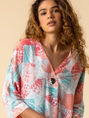 Roman Orange Button Detail Kimono Tunic Top - Image 4 of 4