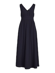 Vila Navy Sleeveless V Neck Tulle Maxi Dress - Image 4 of 5
