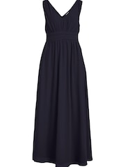 Vila Navy Sleeveless V Neck Tulle Maxi Dress - Image 5 of 5