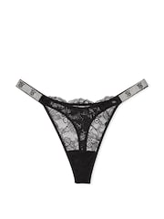 Victoria's Secret Black Monogram Thong Shine Strap Knickers - Image 3 of 3