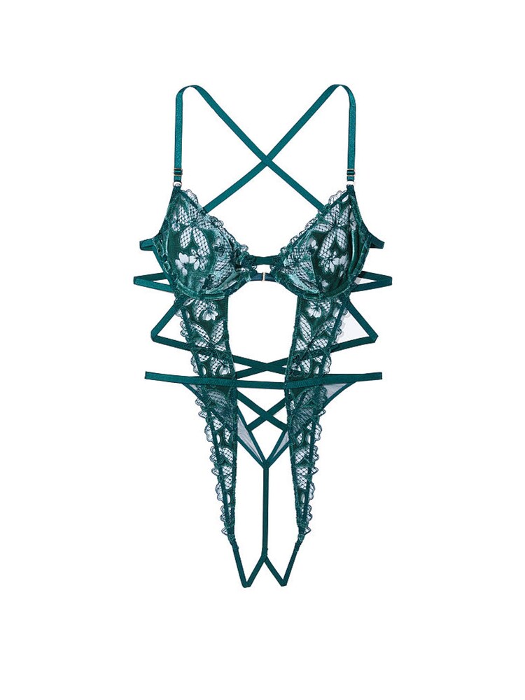 Victoria's Secret Black Ivy Green Unlined Bodysuit - Image 3 of 3