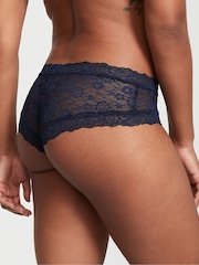 Victoria's Secret Noir Navy Blue Birthstone Embroidery Cheeky Lace Knickers - Image 2 of 3