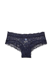 Victoria's Secret Noir Navy Blue Birthstone Embroidery Cheeky Lace Knickers - Image 3 of 3