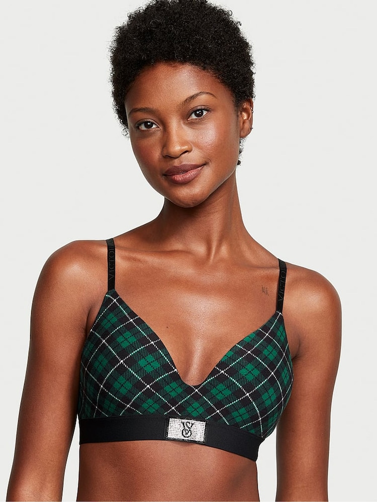 Victoria's Secret Shaded Spruce Green Buffalo Tartan Non Wired Lightly Lined Bra - Image 1 of 1