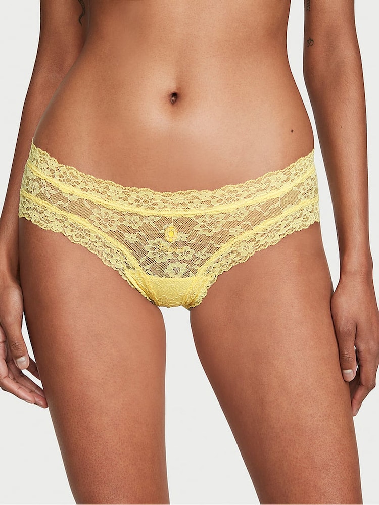 Victoria's Secret Yellow Lemon Birthstone Embroidery Cheeky Lace Knickers - Image 1 of 1