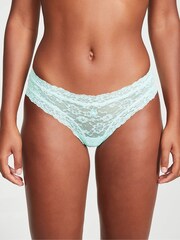 Victoria's Secret Blue Crystalline Birthstone Embroidery Cheeky Lace Knickers - Image 1 of 3