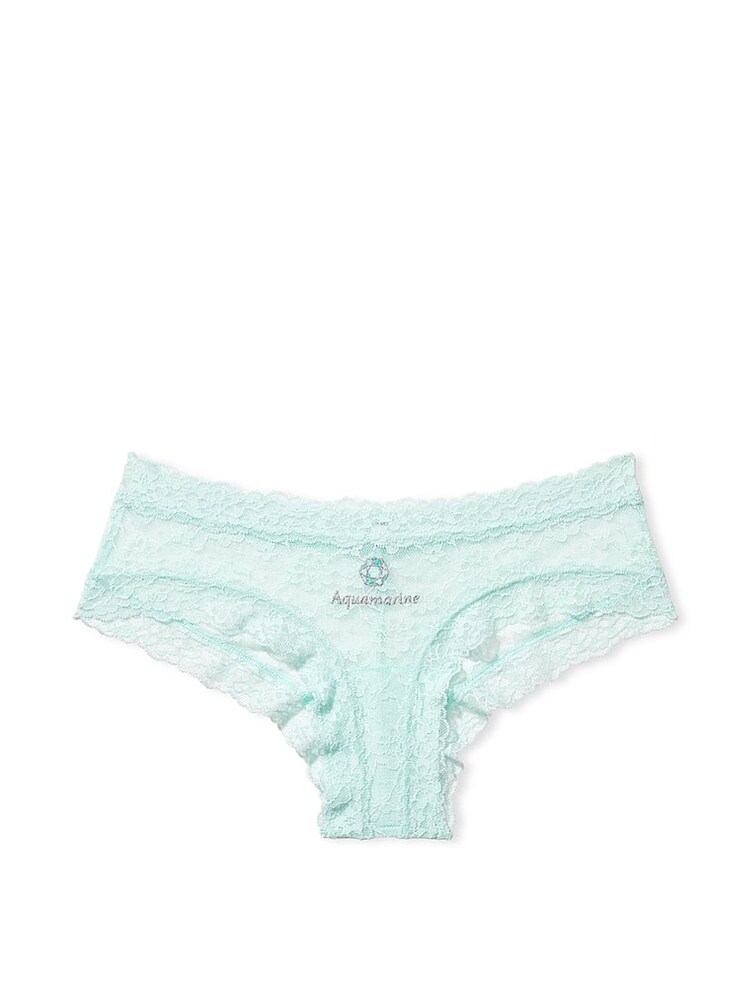 Victoria's Secret Blue Crystalline Birthstone Embroidery Cheeky Lace Knickers - Image 3 of 3