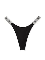 Victoria's Secret Black Smooth Monogram Thong Shine Strap Knickers - Image 3 of 3