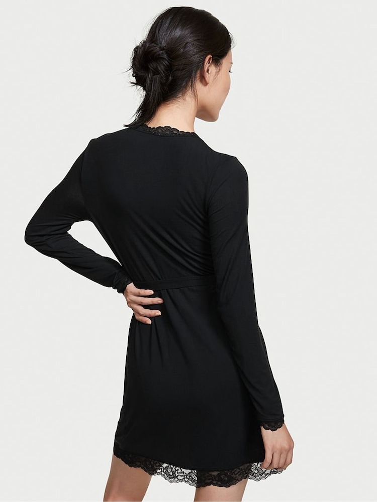 Victoria's Secret Black Modal Short Long Sleeve Robe - Image 2 of 3
