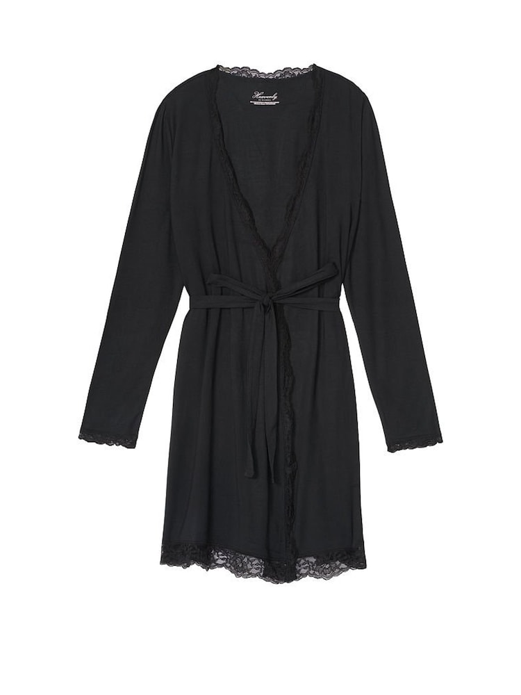 Victoria's Secret Black Modal Short Long Sleeve Robe - Image 3 of 3