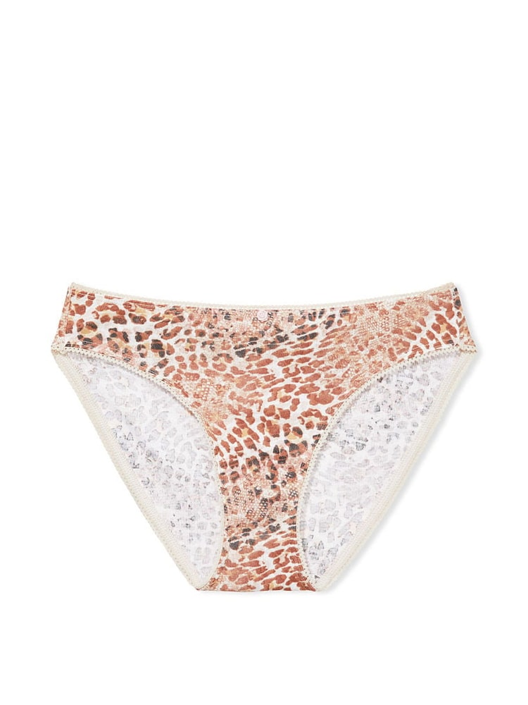 Victoria's Secret Toasted Almond Leopard White Cotton Bikini Knickers - Image 3 of 3