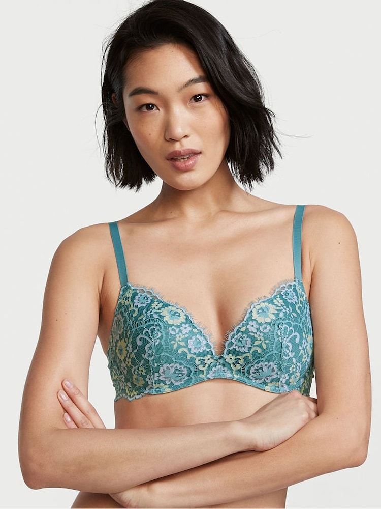 Victoria's Secret Runaway Teal Blue Lace Lightly Lined Non Wired Bra - Image 1 of 4 Victoria's Secret Runaway Teal Blue Lace Lightly Lined Non Wired Bra - Image 1 of 4