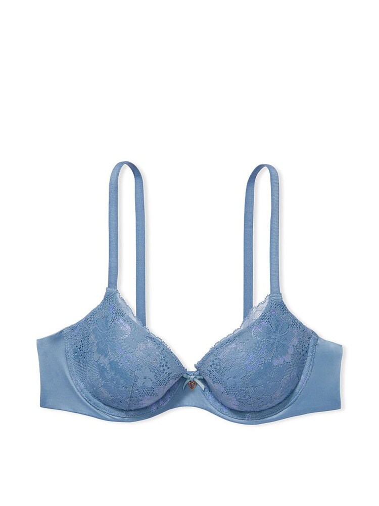 Victoria's Secret Faded Denim Blue Lace Lightly Lined Demi Bra - Image 3 of 3
