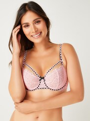 Victoria's Secret Angel Pink And Black Unlined Balcony Lace Unlined Balcony Bra - Image 1 of 3